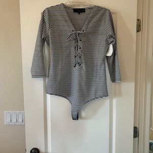 Kendall and Kylie striped lace up bodysuit